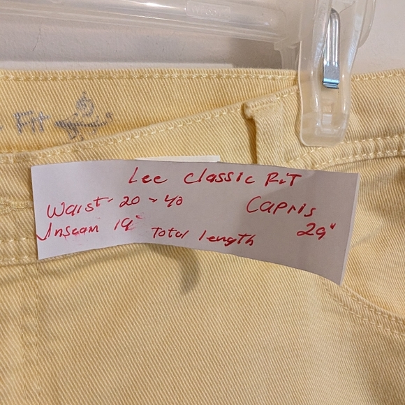 Lee  Women's Classic Fit Capris yellow with Rhinestones pockets accents - Picture 3 of 7